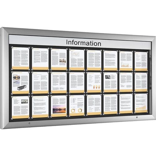 4260256790353 - Schaukasten für Innen- und Außenbereich Querformat Übergröße BxH 2000 x 1025 mm Türöffnung 90° nach oben Rückwandfarbe Anthrazitgrau kaiserkraft