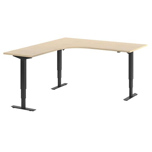 4061753259387 - Schreibtisch Atlanta elektrisch höhenverstellbar L-Form BxT 1800 x 2000 mm Birke schwarz links kaiserkraft