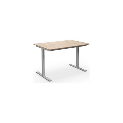 4061753268914 - Mehrzwecktisch DUO-T Trend gerade Platte abgerundete Ecken Tiefe 800 mm Breite 1200 mm Eiche silber kaiserkraft