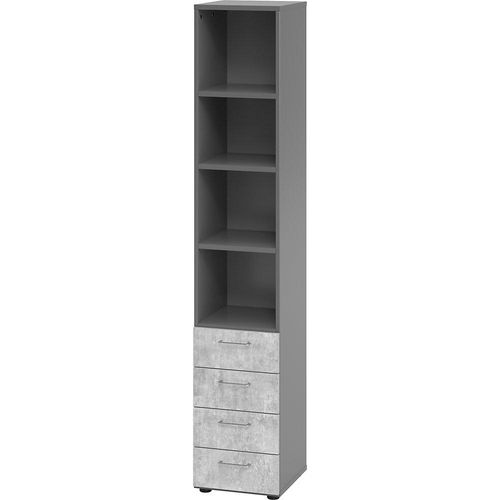 4032062184806 - VERA-ZWO - Regal- Schubladenkombination HxBxT 2156 x 400 x 420 mm graphit   beton kaiserkraft