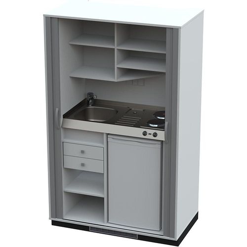 4021177249609 - Schrankküche mit Jalousiefront 2 Massekochfelder Becken links weiß anthrazit 1956 x 1200 x 650 mm kaiserkraft 4021177249609 - Schrankküche mit Jalousiefront 2 Massekochfelder Becken links weiß anthrazit 1956 x 1200 x 650 mm kaiserkraft