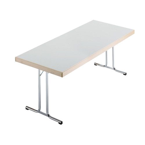 4250709201093 - Klapptisch Doppel-T-Fuß-Gestell 1500 x 800 mm Gestell verchromt Platte lichtgrau kaiserkraft 4250709201093 - Klapptisch Doppel-T-Fuß-Gestell 1500 x 800 mm Gestell verchromt Platte lichtgrau kaiserkraft