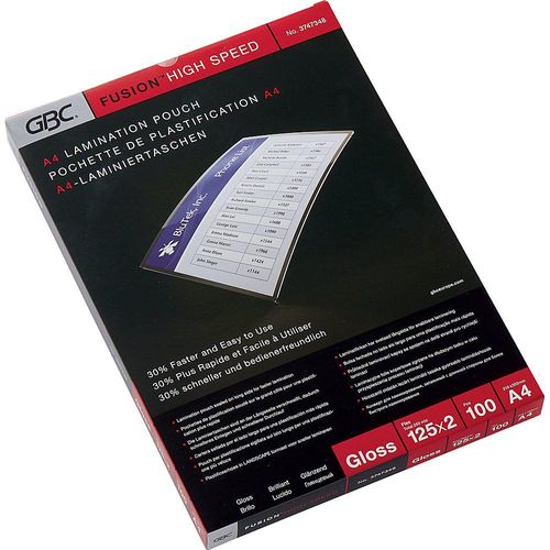 0033816048072 - Laminiertasche GBC HighSpeed™ glänzend Folienstärke 125 µm VE 100 Stk für Format A4 0033816048072 - Laminiertasche GBC HighSpeed™ glänzend Folienstärke 125 µm VE 100 Stk für Format A4