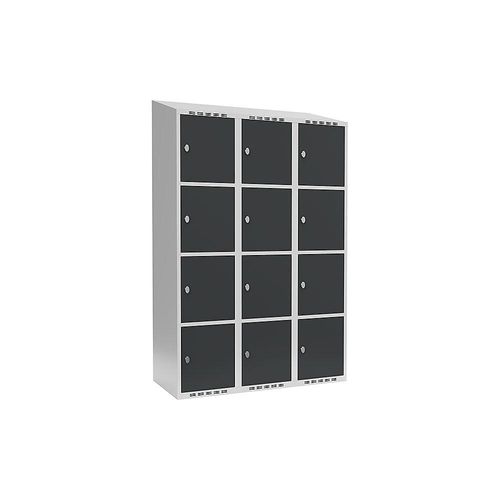 7042423042413 - 4er-Schließfachschrank Fydor 3 Abteile lichtgrau   grau B 1200 mm 3 Abteile schräge Dachform Vorhängeschloss kaiserkraft
