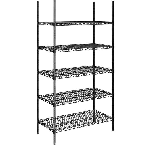 4061753091161 - Stahldraht-Gitterregal schwarz Fachlast 250 kg BxT 910 x 610 mm Grundregal Höhe 1880 mm 5 Fachböden kaiserkraft