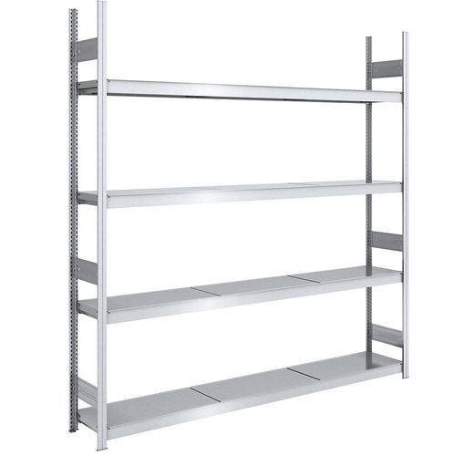 4250623703826 - Großfach-Steckregal verzinkt Boden-BxT 2250 x 400 mm Grundregal 4 Stahlböden Höhe 2500 mm hofe