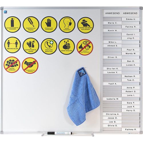 8712752110181 - Anwesenheitstafel mit Whiteboard mit Magnetfolien Marker Wischer HxBxT 769 x 854 x 15 mm kaiserkraft 8712752110181 - Anwesenheitstafel mit Whiteboard mit Magnetfolien Marker Wischer HxBxT 769 x 854 x 15 mm kaiserkraft