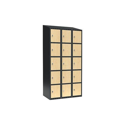7042424830637 - 5er-Schließfachschrank Fydor 3 Abteile grau   Birke B 900 mm 3 Abteile schräge Dachform Vorhängeschloss kaiserkraft
