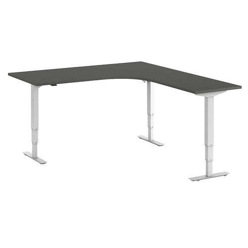4061753259646 - Schreibtisch Atlanta elektrisch höhenverstellbar L-Form BxT 1800 x 2000 mm dunkelgrau weiß rechts kaiserkraft