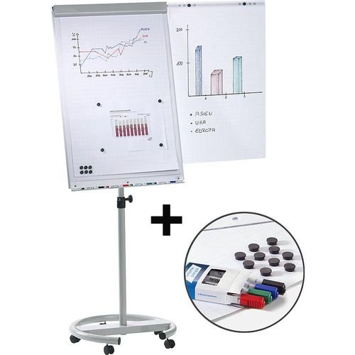8712752103664 - Flipchart-Set inkl Zubehör höhenverstellbar 1700 - 2000 mm mit stabilem Rundfuß Ø 640 mm 5 Lenkrollen kaiserkraft 8712752103664 - Flipchart-Set inkl Zubehör höhenverstellbar 1700 - 2000 mm mit stabilem Rundfuß Ø 640 mm 5 Lenkrollen kaiserkraft