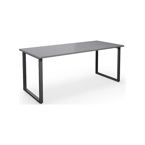 4061753263216 - Mehrzwecktisch DUO-O gerade Platte Tiefe 800 mm Breite 1800 mm lichtgrau   schwarz kaiserkraft