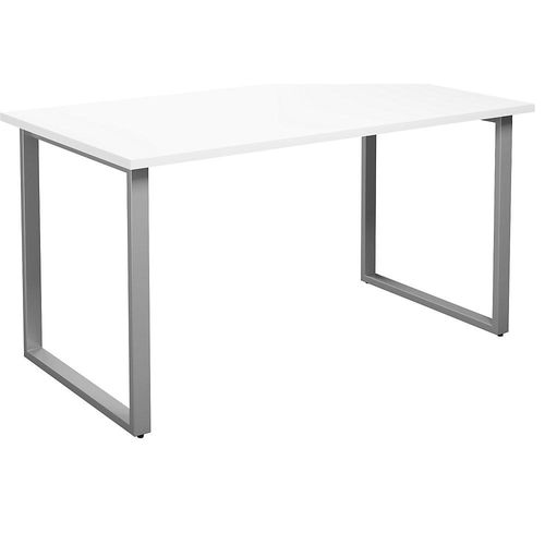 4061753262882 - Mehrzwecktisch DUO-O gerade Platte Tiefe 800 mm Breite 1400 mm weiß   silber kaiserkraft