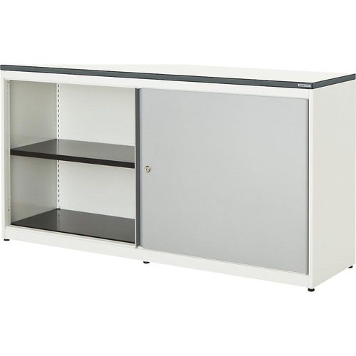 4250633329627 - mauser Schiebetürenschrank HxBxT 830 x 1600 x 432 mm Kunststoffplatte 2 x 1 Fachboden reinweiß weißaluminium weiß 4250633329627 - mauser Schiebetürenschrank HxBxT 830 x 1600 x 432 mm Kunststoffplatte 2 x 1 Fachboden reinweiß weißaluminium weiß