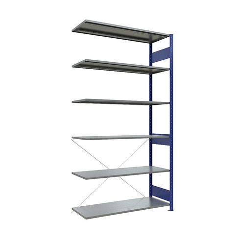 4061753012722 - eurokraft pro Steckregal einreihig Fachboden-BxT 1300 x 500 mm blau Höhe 2500 mm Anbauregal 4061753012722 - eurokraft pro Steckregal einreihig Fachboden-BxT 1300 x 500 mm blau Höhe 2500 mm Anbauregal