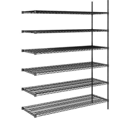 4061753091314 - Stahldraht-Gitterregal schwarz Fachlast 250 kg BxT 1520 x 610 mm Anbauregal Höhe 2180 mm 6 Fachböden kaiserkraft
