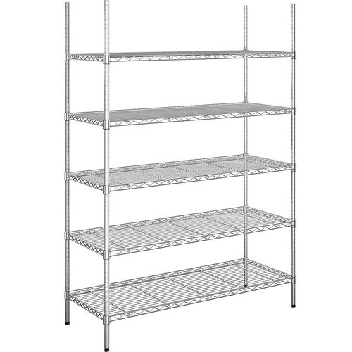 4061753091642 - Stahldraht-Gitterregal verchromt Fachlast 100 kg BxT 1220 x 610 mm Grundregal Höhe 1880 mm 5 Fachböden kaiserkraft
