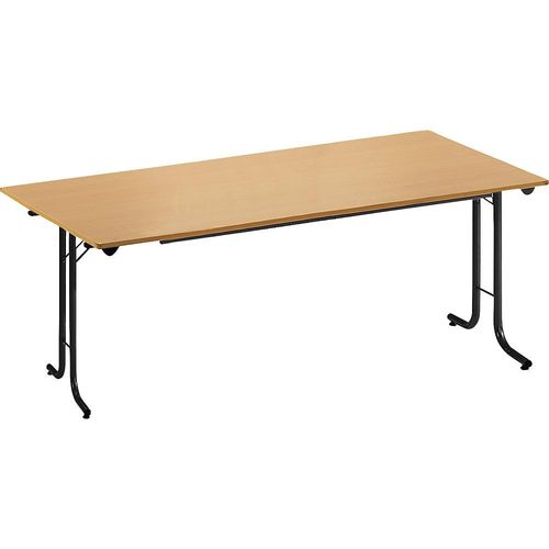 3700245508152 - Klapptisch mit abgerundeten Kanten Rundrohr-Gestell Plattenform rechteckig 1600 x 700 mm Gestell schwarz Platte Buche-Dekor kaiserkraft 3700245508152 - Klapptisch mit abgerundeten Kanten Rundrohr-Gestell Plattenform rechteckig 1600 x 700 mm Gestell schwarz Platte Buche-Dekor kaiserkraft