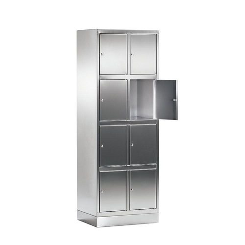 4021177924285 - 4er-Schließfachschrank aus Edelstahl 2 Abteile mit Bodensockel kaiserkraft