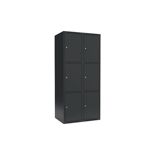 7042424853247 - 3er-Schließfachschrank Fydor 2 Abteile grau B 800 mm 2 Abteile flache Dachform Zylinderschloss kaiserkraft