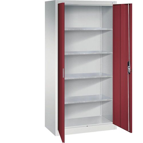 4069361415942 - Werkstatt-Flügeltürschrank HxBxT 1950 x 930 x 500 mm lichtgrau   rubinrot C+P