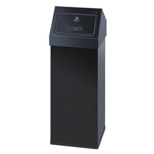 8713631004805 - Abfallbehälter Aluminium mit Push-Deckel Volumen 110 l BxHxT 390 x 1000 x 390 mm schwarz kaiserkraft