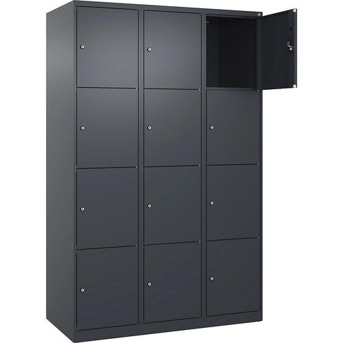 4068192007098 - 4er-Schließfachschrank Evolo PLUS 3 Abteile grau B 1200 mm 12 Fächer mit Bodengleitern Zylinderschloss kaiserkraft 4068192007098 - 4er-Schließfachschrank Evolo PLUS 3 Abteile grau B 1200 mm 12 Fächer mit Bodengleitern Zylinderschloss kaiserkraft