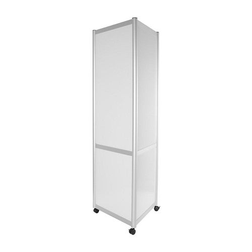 4260256791312 - Infosäule mobil HxB 1995 x 750 mm alusilber weiß für Aushänge 27 x DIN A4 kaiserkraft