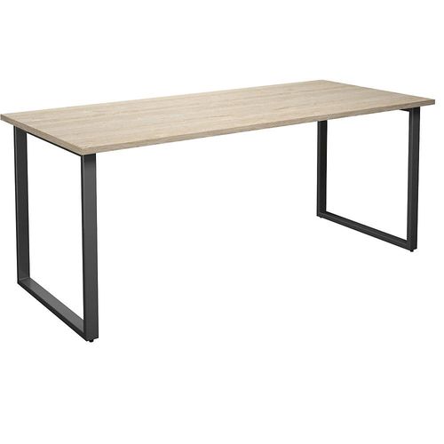 4061753263162 - Mehrzwecktisch DUO-O gerade Platte Tiefe 800 mm Breite 1800 mm Eiche   schwarz kaiserkraft