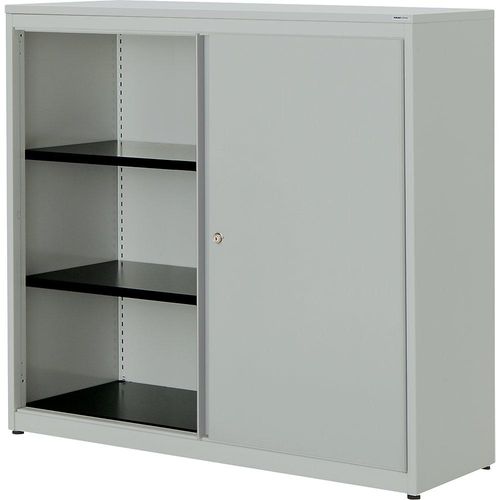 4250633329481 - mauser Schiebetürenschrank HxBxT 1180 x 1200 x 432 mm Kunststoffplatte 2 Fachböden lichtgrau   lichtgrau   lichtgrau