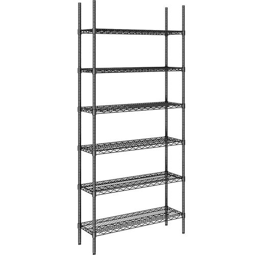 4061753091109 - Stahldraht-Gitterregal schwarz Fachlast 250 kg BxT 910 x 360 mm Grundregal Höhe 2180 mm 6 Fachböden kaiserkraft
