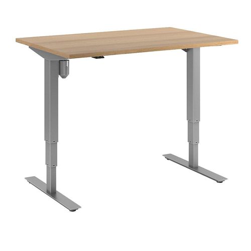 4061753258342 - Schreibtisch Atlanta elektrisch höhenverstellbar gerade BxT 1200 x 800 mm Buche silber kaiserkraft