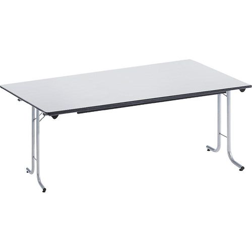 3700245510858 - Klapptisch mit abgerundeten Kanten Rundrohr-Gestell Plattenform rechteckig 1600 x 800 mm Gestell alufarben Platte lichtgrau kaiserkraft