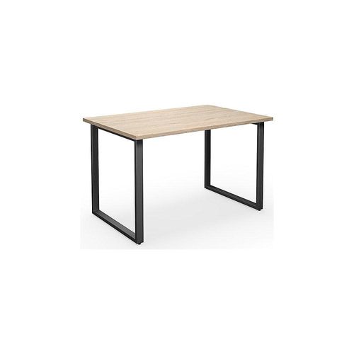 4061753262622 - Mehrzwecktisch DUO-O gerade Platte Tiefe 800 mm Breite 1200 mm Eiche   schwarz kaiserkraft