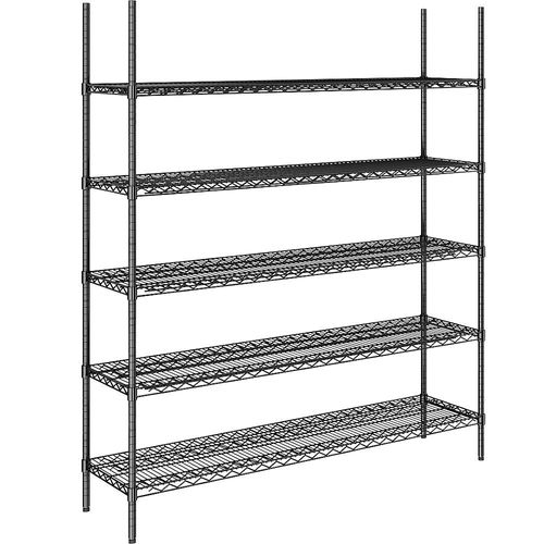 4061753091246 - Stahldraht-Gitterregal schwarz Fachlast 250 kg BxT 1520 x 460 mm Grundregal Höhe 1880 mm 5 Fachböden kaiserkraft