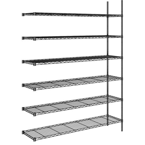 4061753091512 - Stahldraht-Gitterregal schwarz Fachlast 100 kg BxT 1520 x 460 mm Anbauregal Höhe 2180 mm 6 Fachböden kaiserkraft