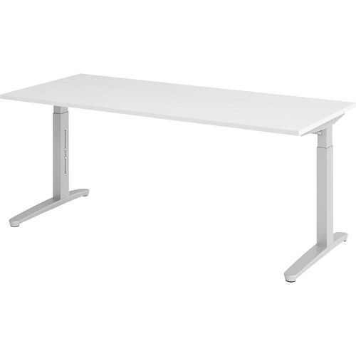 4032062169728 - eurokraft pro ANNY - Schreibtisch mit C-Fußgestell höhenverstellbar 650 - 850 mm Breite 1800 mm weiß   alusilber
