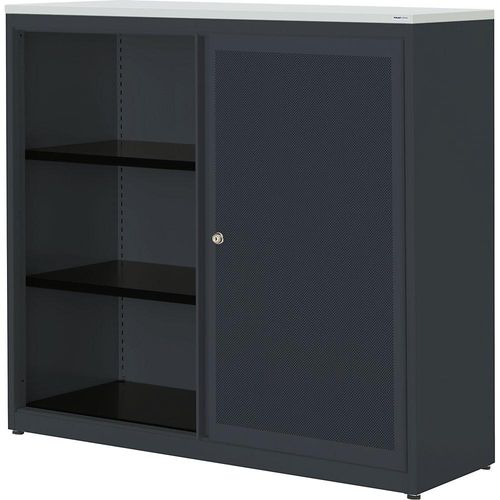 4250633331958 - mauser Schiebetürenschrank akustisch wirksam Kunststoffplatte HxBxT 1180 x 1200 x 432 mm 2 Fachböden anthrazitgrau   anthrazitgrau   lichtgrau