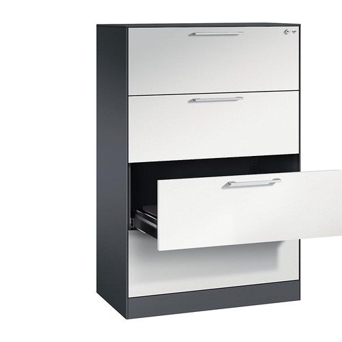 4067521785492 - Karteischrank ASISTO Höhe 1292 mm mit 4 Schüben DIN A4 quer schwarzgrau lichtgrau C+P