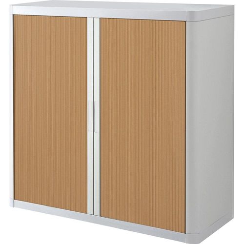 3660141930184 - Paperflow Rollladenschrank easyOffice® 2 Fachböden Höhe 1040 mm weiß   Buche