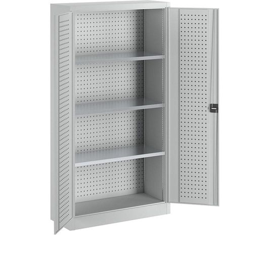 4061753283955 - Werkzeugschrank mit Lochprägung 3 Fachböden Türen lichtgrau kaiserkraft