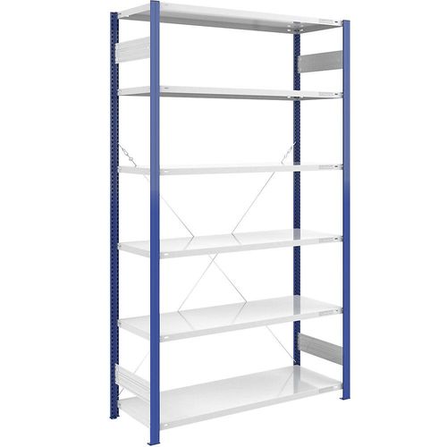 4061753029201 - eurokraft pro Lager-Steckregal Regalständer blau HxB 2500 x 1300 mm Boden lichtgrau Grundregal Tiefe 600 mm