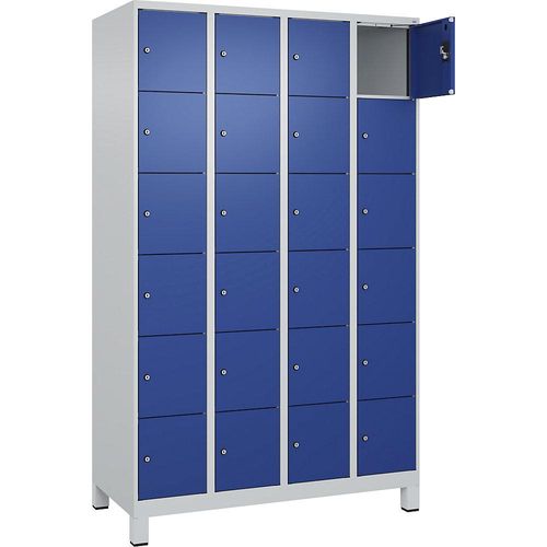 4068192018698 - 6er-Schließfachschrank Evolo PLUS 4 Abteile lichtgrau enzianblau B 1200 mm 24 Fächer mit breiten Füßen Zylinderschloss kaiserkraft 4068192018698 - 6er-Schließfachschrank Evolo PLUS 4 Abteile lichtgrau enzianblau B 1200 mm 24 Fächer mit breiten Füßen Zylinderschloss kaiserkraft