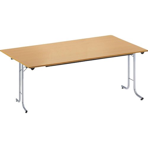 3700245510872 - Klapptisch mit abgerundeten Kanten Rundrohr-Gestell Plattenform rechteckig 1600 x 800 mm Gestell alufarben Platte Buche-Dekor kaiserkraft