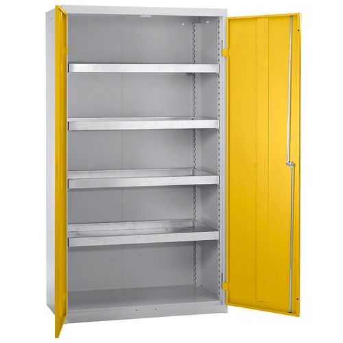 4031068146566 - Umweltschrank ohne Türlochung HxBxT 1800 x 1000 x 500 mm 4 Wannenböden lichtgrau   signalgelb kaiserkraft