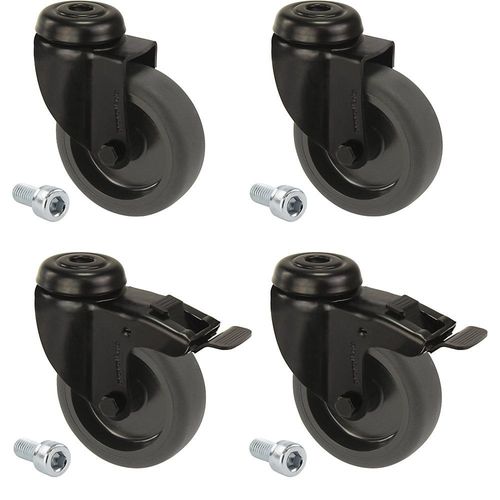 4251260118011 - Gummireifen schwarz thermoplastisch mit Rückenloch Set-Angebot 4 Lenkrollen davon 2 mit Doppelstopp Rad-Ø x Breite 75 x 23 mm Proroll 4251260118011 - Gummireifen schwarz thermoplastisch mit Rückenloch Set-Angebot 4 Lenkrollen davon 2 mit Doppelstopp Rad-Ø x Breite 75 x 23 mm Proroll