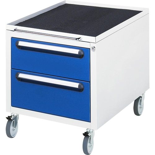 4040376367143 - Rau Roll-Container für höhenverstellbare Arbeitstische Jerry Tom Serie E Adlatus 2 Schubladen B 480 x T 600 x H 540 mm lichtgrau enzianblau