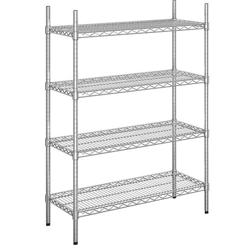 4260285071096 - Stahldraht-Gitterregal verchromt Fachlast 150 kg BxT 910 x 460 mm Grundregal Höhe 1370 mm 4 Fachböden kaiserkraft