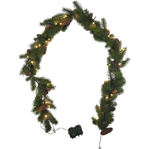 4064118034650 - Künstliche Fichtengirlande mit Zapfen mit 40 LEDs Batteriefach Länge 1800 mm kaiserkraft