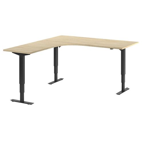 4061753259479 - Schreibtisch Atlanta elektrisch höhenverstellbar L-Form BxT 1800 x 2000 mm Eiche schwarz links kaiserkraft