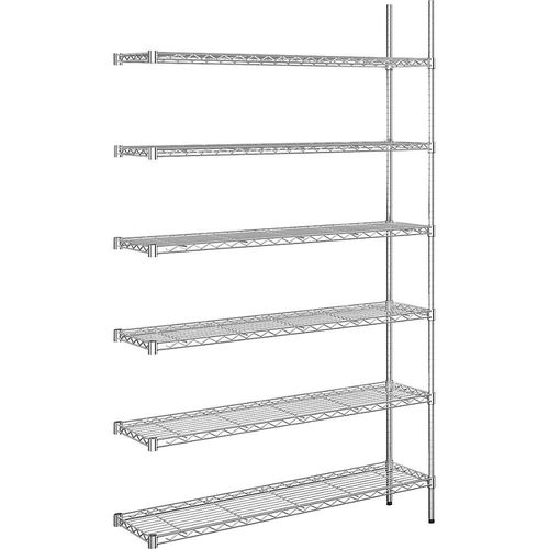 4061753091598 - Stahldraht-Gitterregal verchromt Fachlast 100 kg BxT 1220 x 360 mm Anbauregal Höhe 2180 mm 6 Fachböden kaiserkraft 4061753091598 - Stahldraht-Gitterregal verchromt Fachlast 100 kg BxT 1220 x 360 mm Anbauregal Höhe 2180 mm 6 Fachböden kaiserkraft